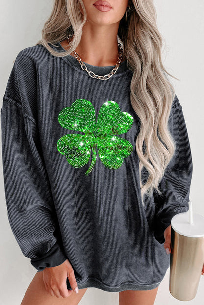 Sweat-shirt filaire gris à paillettes St Patrick Clover Graphic