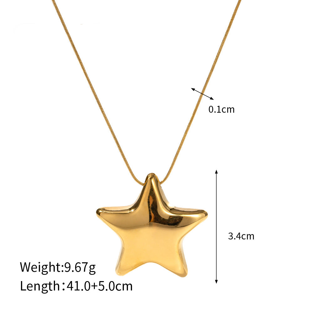 18K Gold Fashion Simple Pentagon Design Light Luxury Pendant Necklace