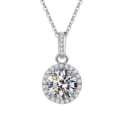 Collier pendentif exquis en forme de pleine lune pavé de diamants, boîte-cadeau pour chère maman