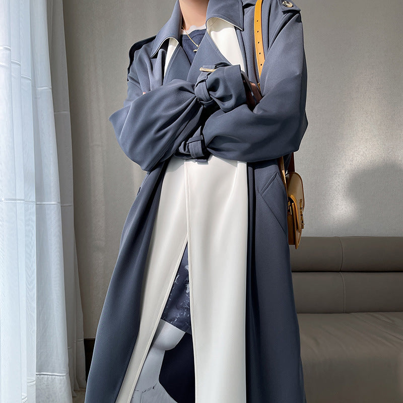 Classic Temperament Two-tone Overweight Women's Trench Coat