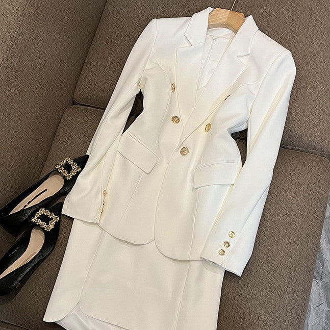 Women's White Vest Skirt Temperament Jacket Two-piece Set