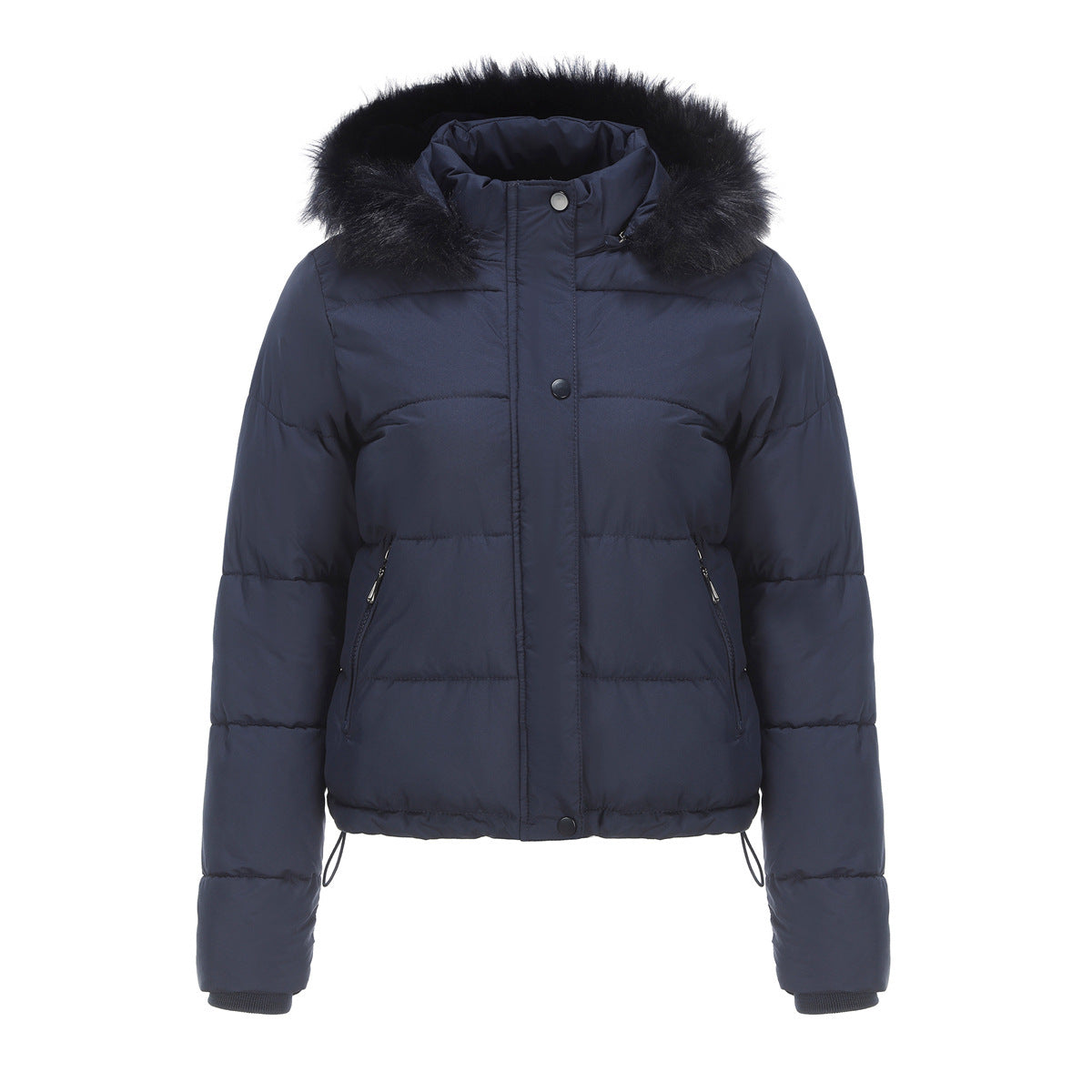 Manteau chaud en coton à manches longues pour femme, chapeau détachable en velours court, automne et hiver