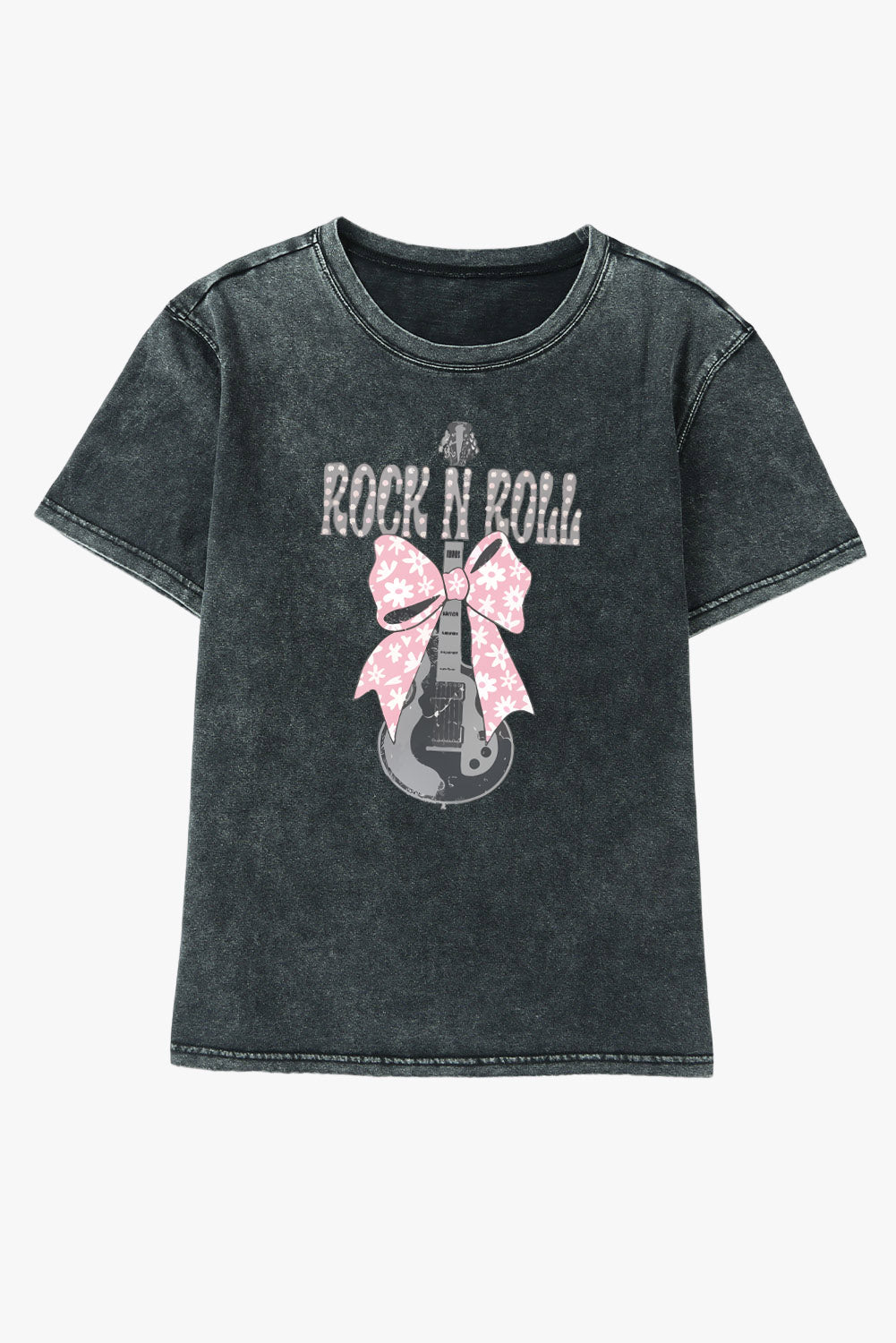 T-shirt graphique noir ROCK N ROLL avec guitare à nœud papillon