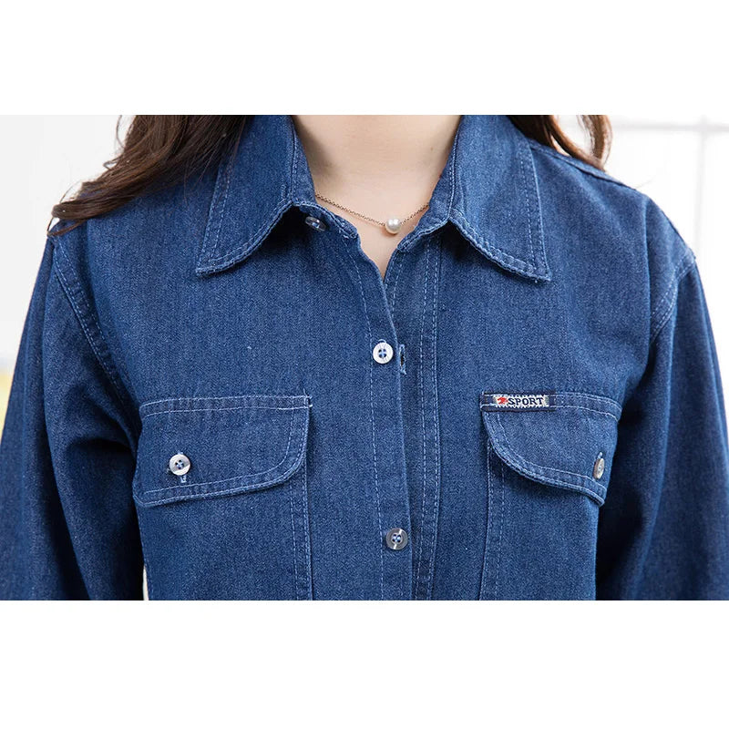 2024 neue Frauen Grundlegende Mantel Denim Jacke Frauen Herbst Denim Jacke Für Frauen Jeans Jacke Frauen Denim Mantel Dame Lose beiläufige 4XL