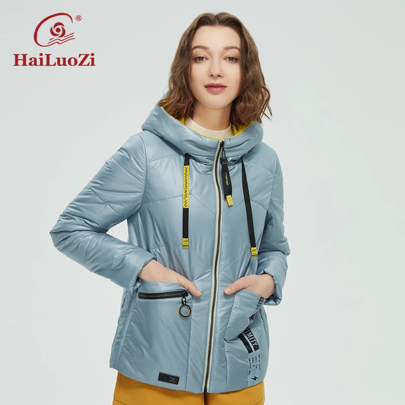 HaiLuoZi 2022 Spring Autumn Women Coat Fashion Casual Jacket Women's Short Parka Hooded High Quality Female Jackets Outwear 39