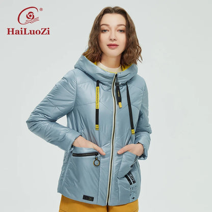 HaiLuoZi 2022 printemps automne femmes manteau mode veste décontractée femmes Parka courte à capuche de haute qualité femmes vestes vêtements d'extérieur 39