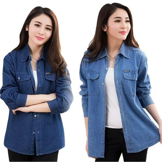 2024 neue Frauen Grundlegende Mantel Denim Jacke Frauen Herbst Denim Jacke Für Frauen Jeans Jacke Frauen Denim Mantel Dame Lose beiläufige 4XL