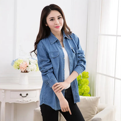 2024 neue Frauen Grundlegende Mantel Denim Jacke Frauen Herbst Denim Jacke Für Frauen Jeans Jacke Frauen Denim Mantel Dame Lose beiläufige 4XL