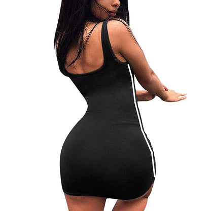 Bodycon Dresses Sexy Women Deep Low Neck Sleeveless Dress Fitness high waist Party Night Club Mini 2020 Vestidos