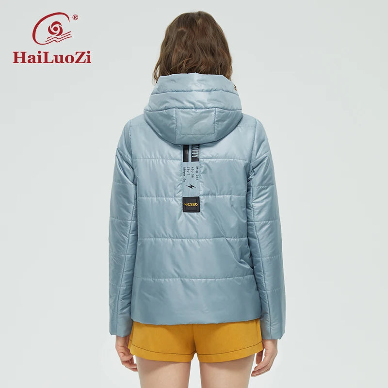 HaiLuoZi 2022 Spring Autumn Women Coat Fashion Casual Jacket Women's Short Parka Hooded High Quality Female Jackets Outwear 39