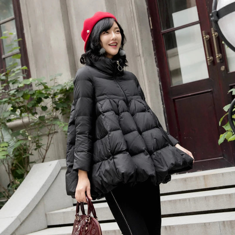 Womens winter duck down jacket  Cloak  Thickening and fattening female coat Casual style 4XL 5XL 6XL 7XL black red navy