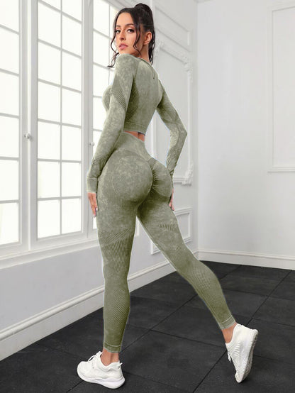 Sport Langarm Fitness Yoga Hosen Zweiteiliges Set