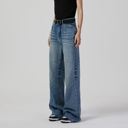 Jean rétro à jambes larges pour femmes, Denim neutre, Simple, décontracté, pantalon ample