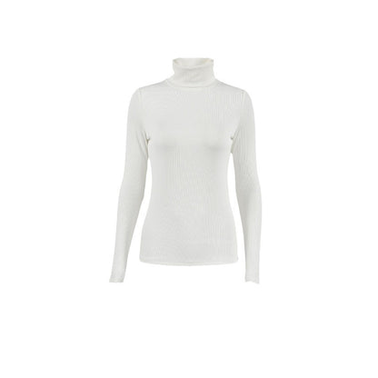 Pull blanc à base de tricot slim à col haut pour femmes