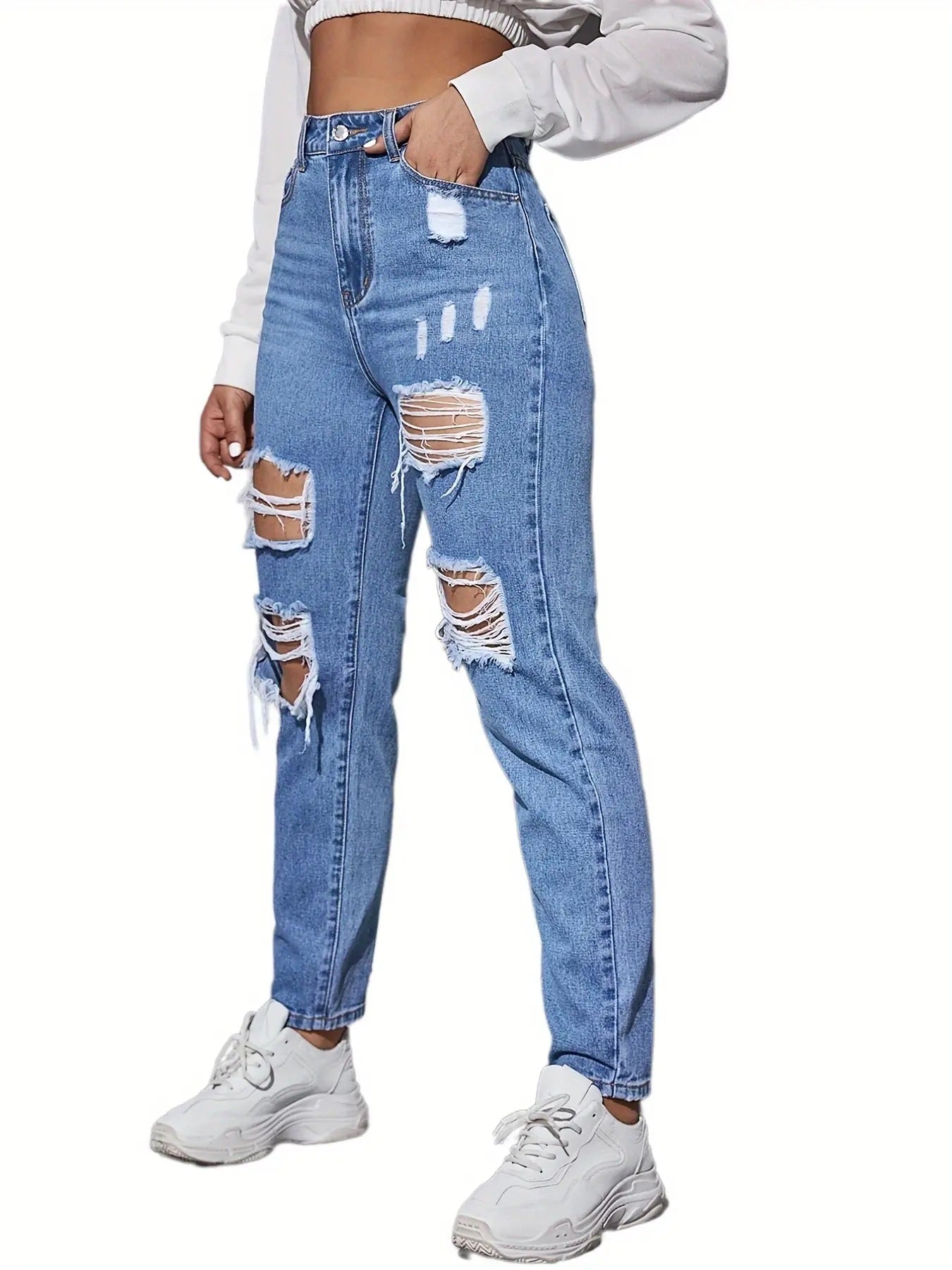 Women Ripped Sexy High Waist Ladies Jeans