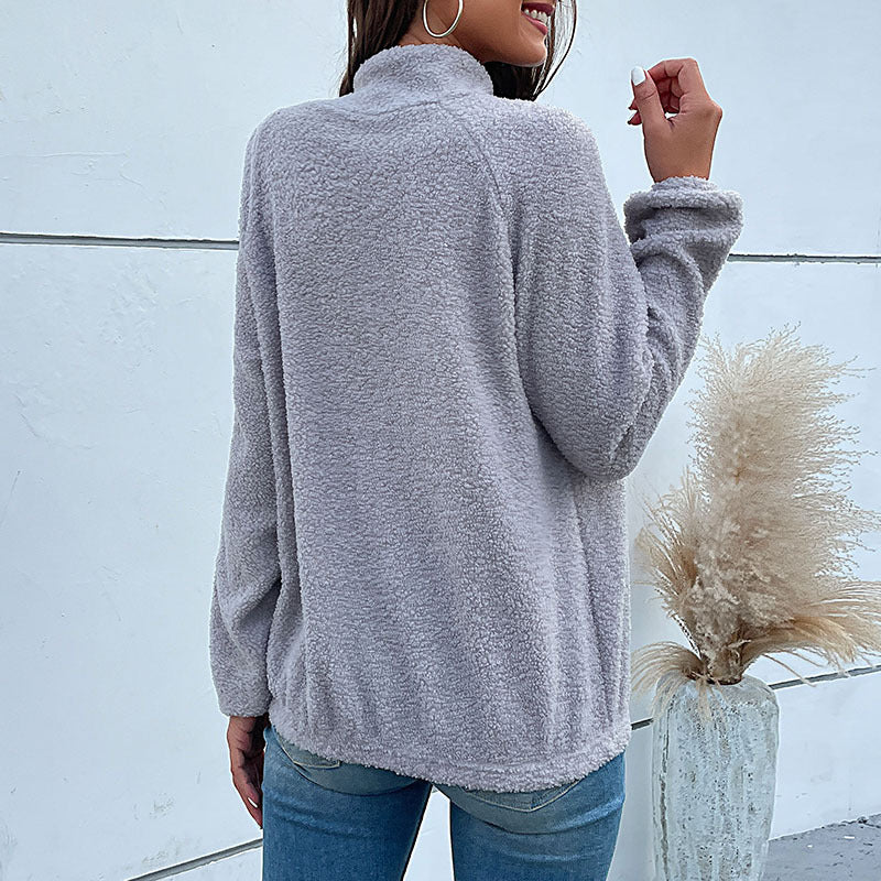 Sweat-shirt en polaire à manches longues pour femme, vêtements d'automne et d'hiver