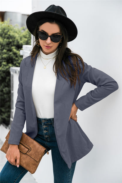 Blazer décontracté à col polo de couleur unie pour femme