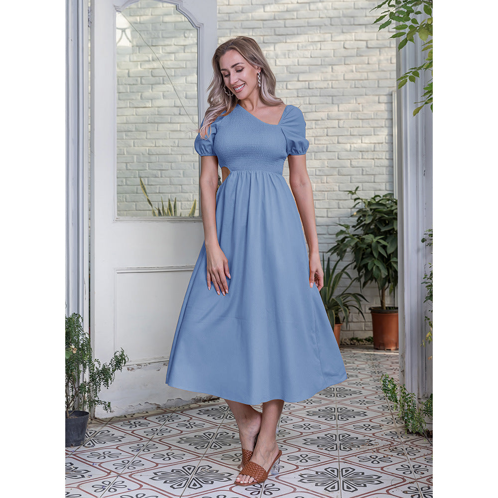 Robe Maxi d'été pour femmes, enveloppée sur la poitrine, couleur unie, combinaison Slim, populaire