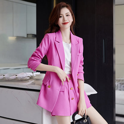 Veste de costume rose rouge pour femme