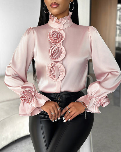 Women's Elegant Three-dimensional Flower Top