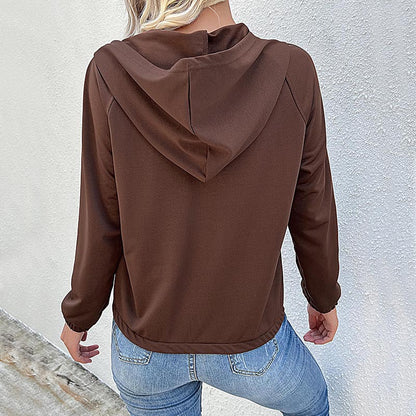 Pull à capuche à manches longues pour femme, couleur unie, vêtements d'automne et d'hiver