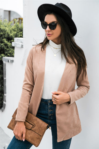 Blazer décontracté à col polo de couleur unie pour femme