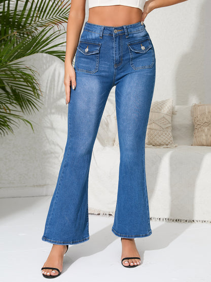 Spezielle High Waist Stretch Slimming Bootcut Hose Jeans für Damen