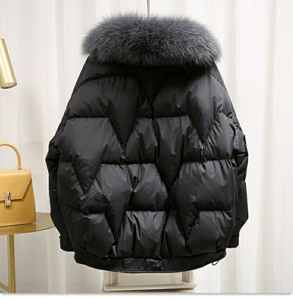 Winter New European Style Loose Goods Match Long Sleeves Cotton-padded Coat Outside