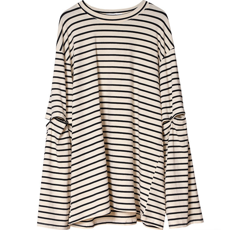 Design Sense Two-way Striped T-shirt Women