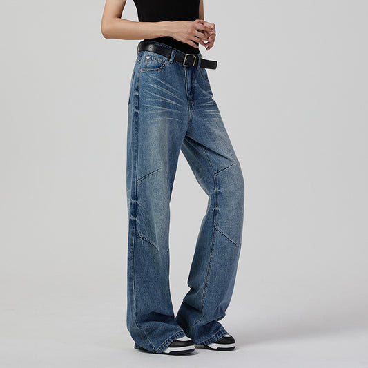 Jean rétro à jambes larges pour femmes, Denim neutre, Simple, décontracté, pantalon ample