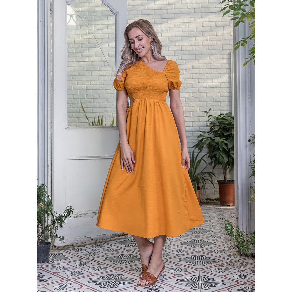 Robe Maxi d'été pour femmes, enveloppée sur la poitrine, couleur unie, combinaison Slim, populaire