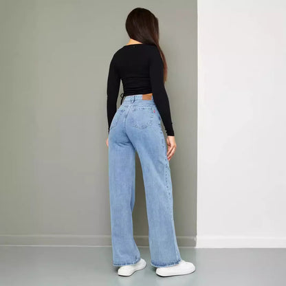 Jean droit couleur claire cuir lavé marque pantalon en jean ample pantalon en jean femme jean