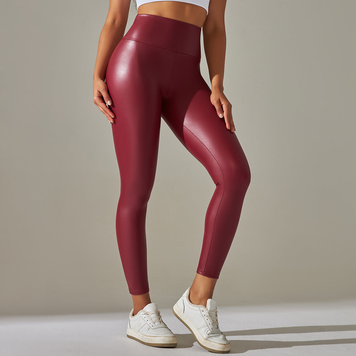 Femmes vêtements Leggings taille haute Faux cuir pantalon femmes Sexy Faux cuir automne hiver Leggings