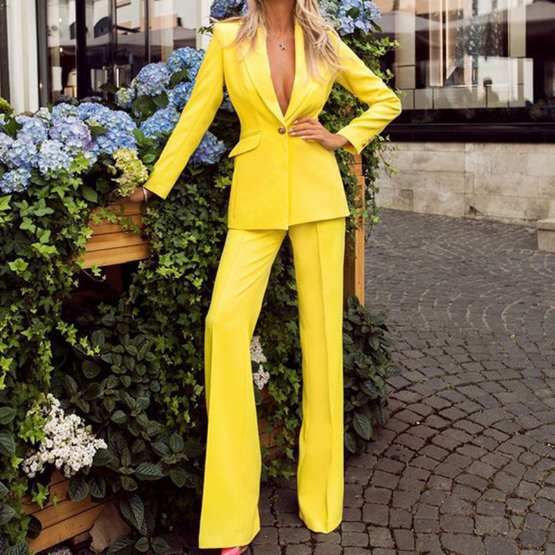 Women's Fashionable Casual Suit Straight-leg Pants Suit