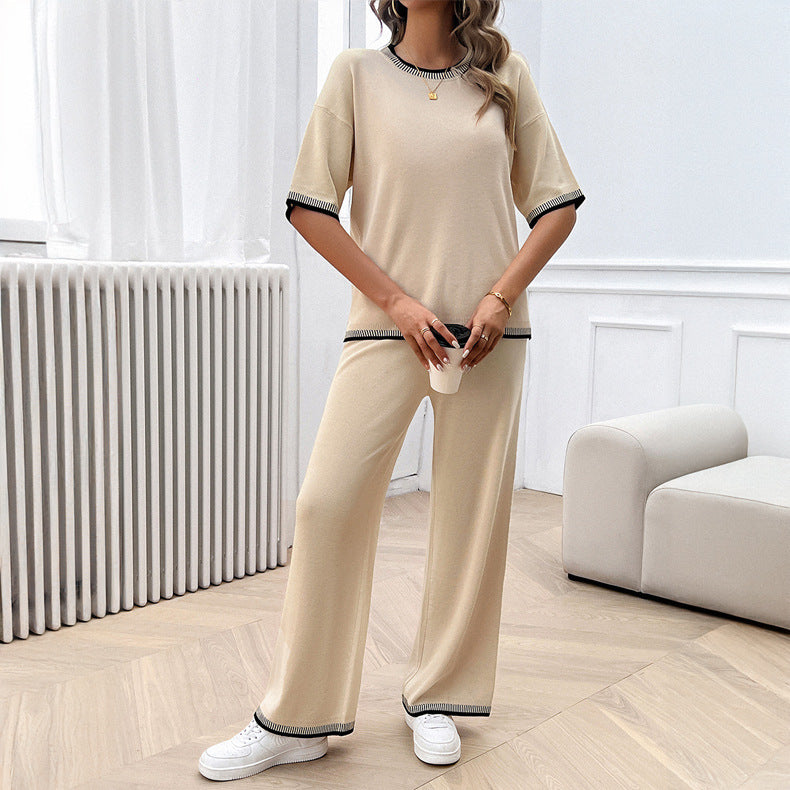 Women Clothing Spring Summer Casual Dinified Sweater Trousers Suit