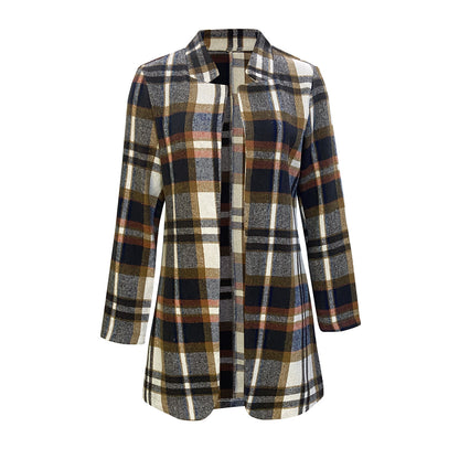 Autumn Winter Women Clothing Plaid Coat