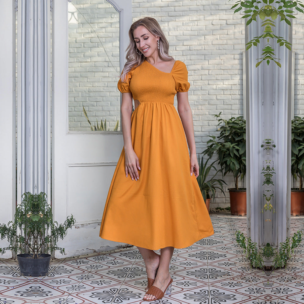 Robe Maxi d'été pour femmes, enveloppée sur la poitrine, couleur unie, combinaison Slim, populaire