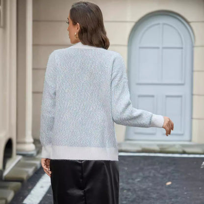 Pull femme col en V simple boutonnage avec poches vêtements d'extérieur décontractés haut de couleur unie