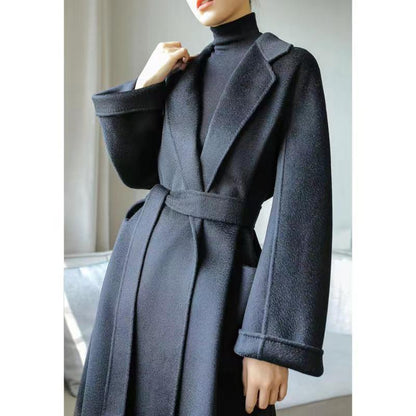 Women's Fashion Double-sided Cashmere Water Ripple Coat