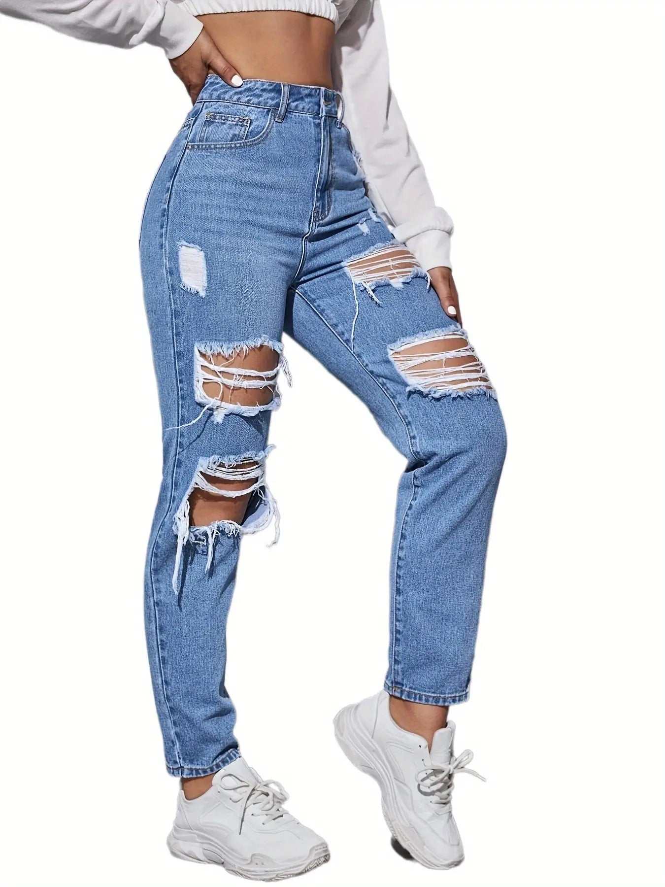 Women Ripped Sexy High Waist Ladies Jeans