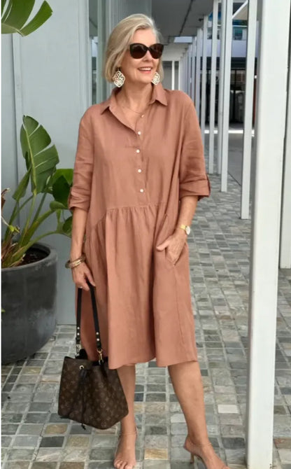 Women's Fashion Cotton And Linen Casual Dress