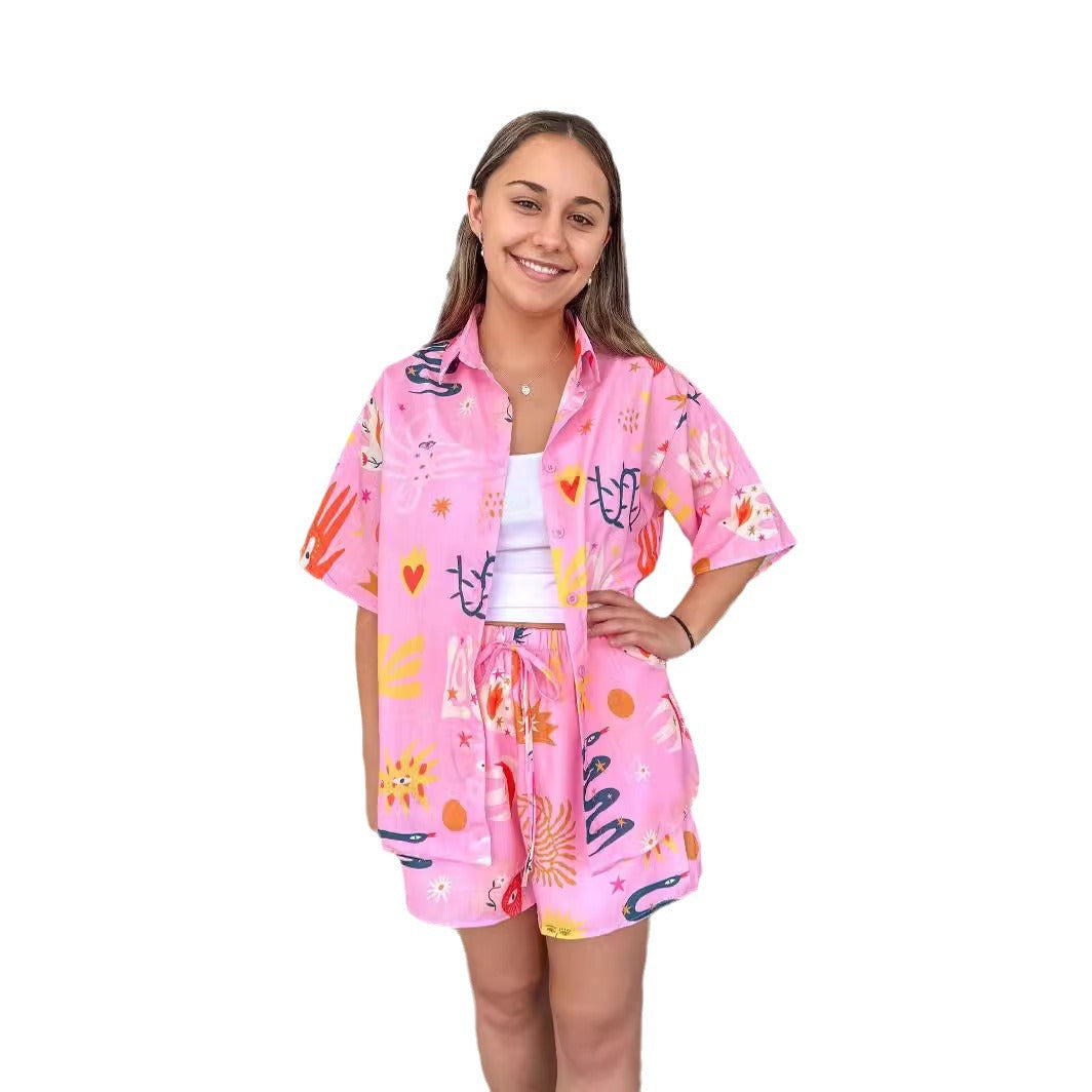 Women's Fashion Casual Printing Home Wear Suit