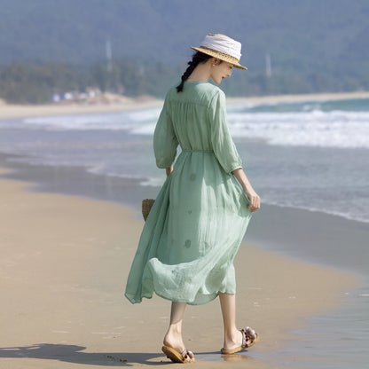 Robe de tourisme cool à manches mi-longues et fée brodée