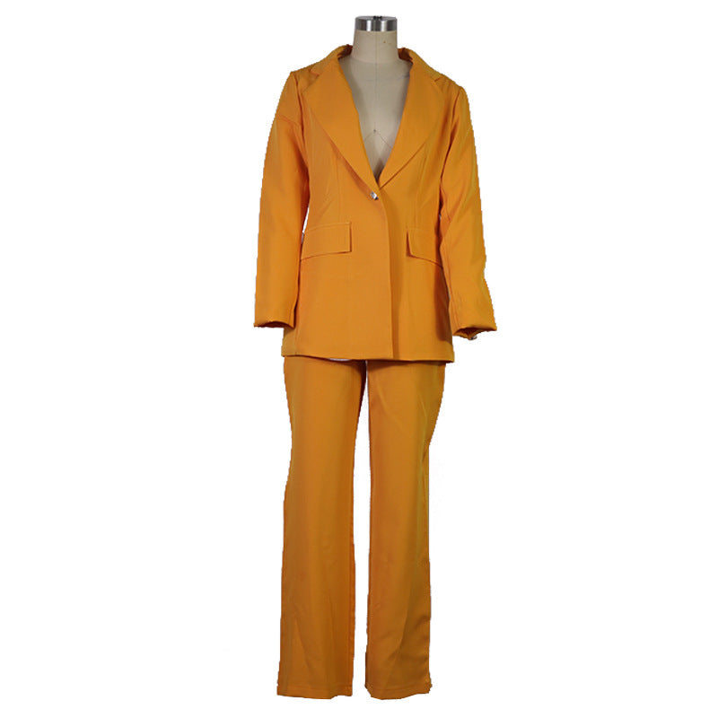 Women's Fashionable Casual Suit Straight-leg Pants Suit