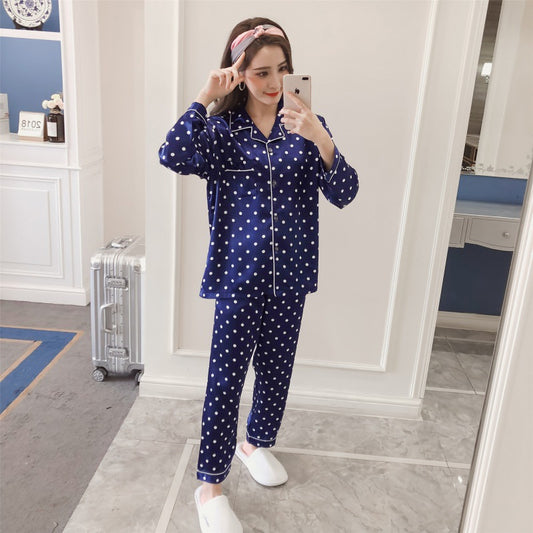 Ensemble pyjama deux pièces, pantalon extensible à manches longues, imprimé de dessin animé, pour femmes