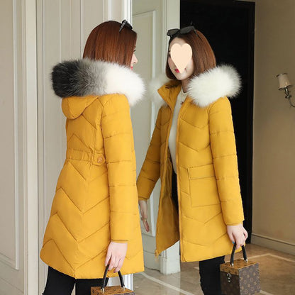 Windproof And Warm Large Fur Collar Thickened Versatile Cotton Jacket For Women