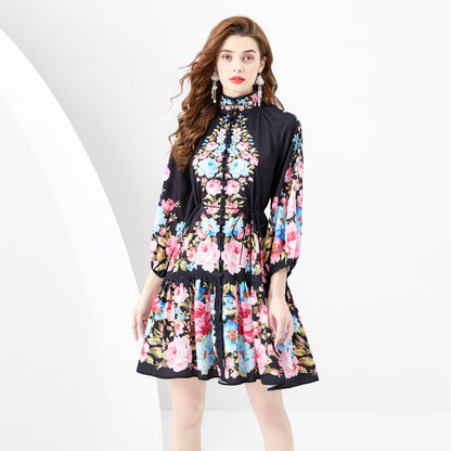 Robe formelle imprimée rétro française