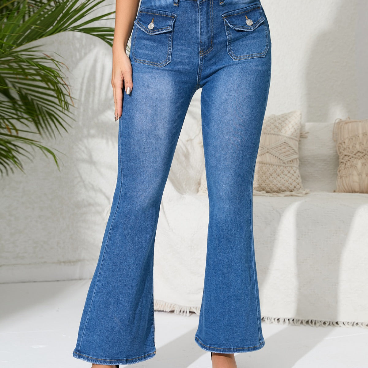 Spezielle High Waist Stretch Slimming Bootcut Hose Jeans für Damen