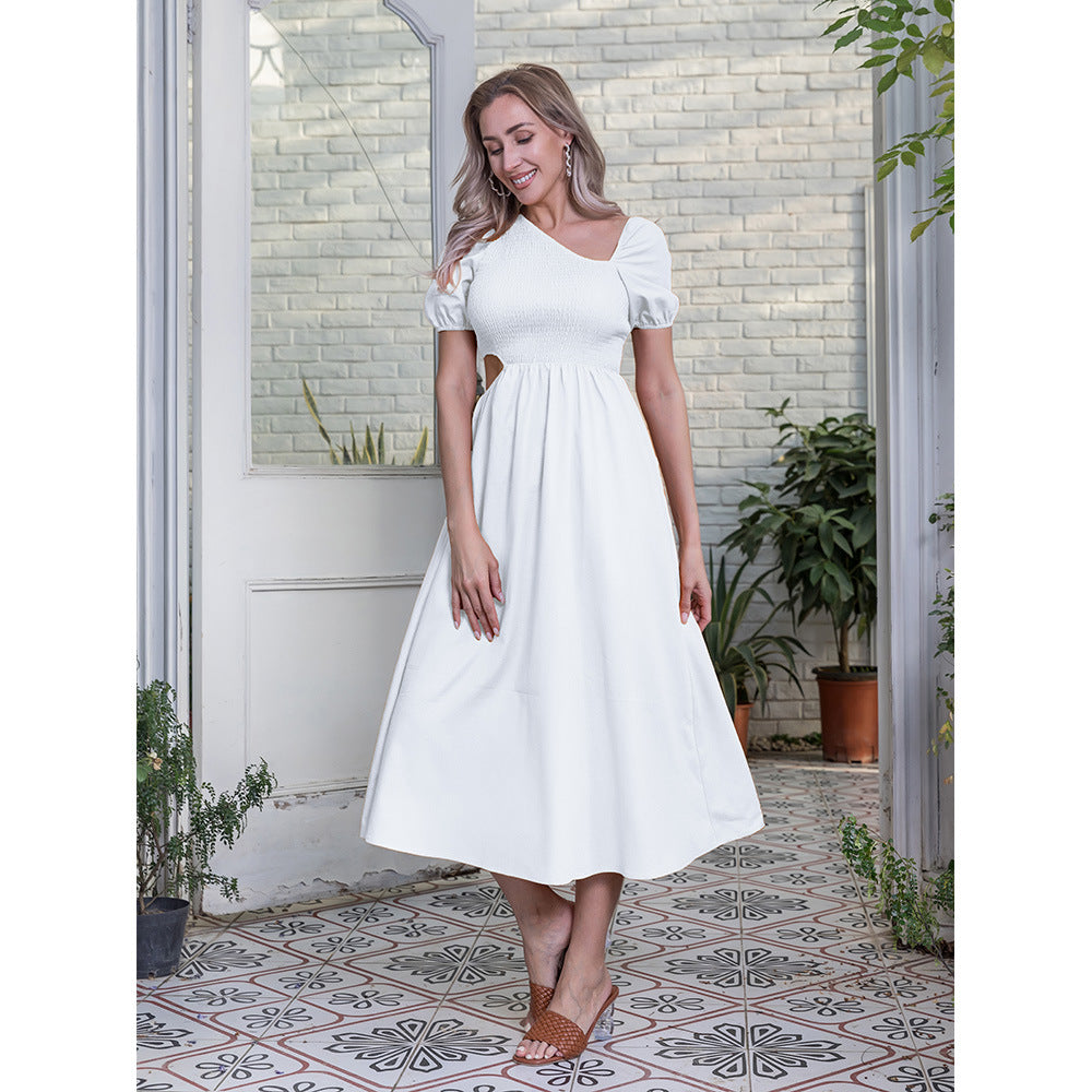 Robe Maxi d'été pour femmes, enveloppée sur la poitrine, couleur unie, combinaison Slim, populaire