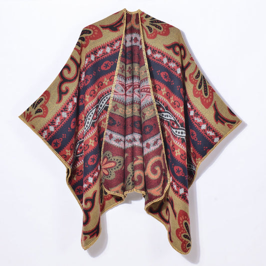 Travel Photography Shawl Outer Match Warm Retro Cardigan